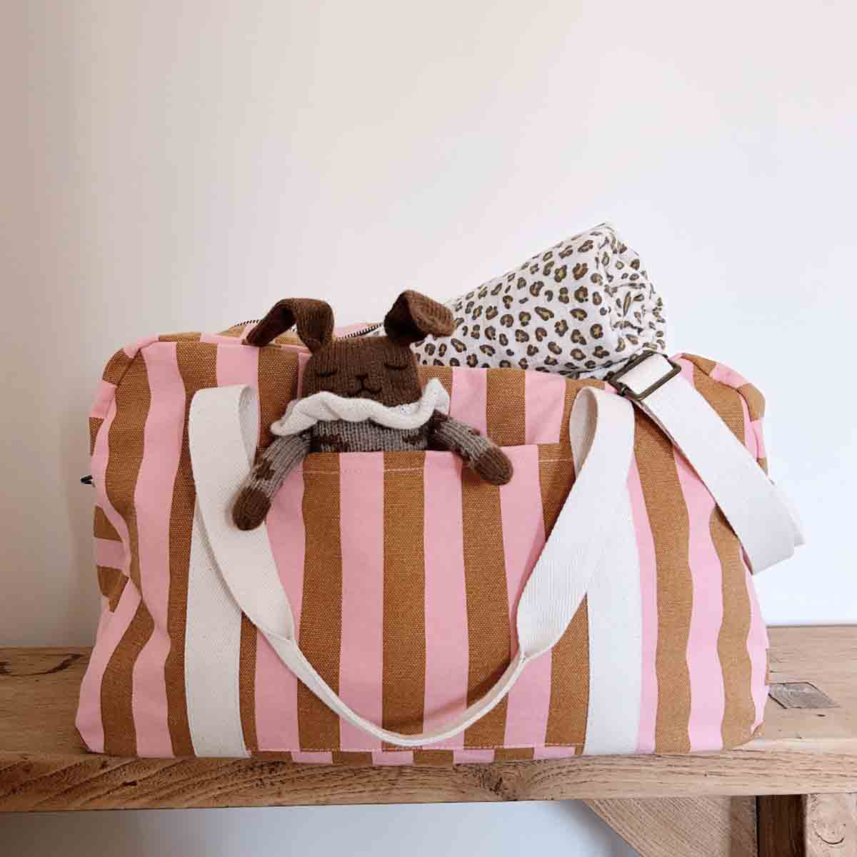 Sac Raphaël - Rayures strawberry / caramel
