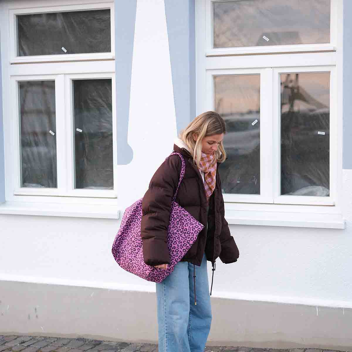 Foulard vichy mauve / caramel