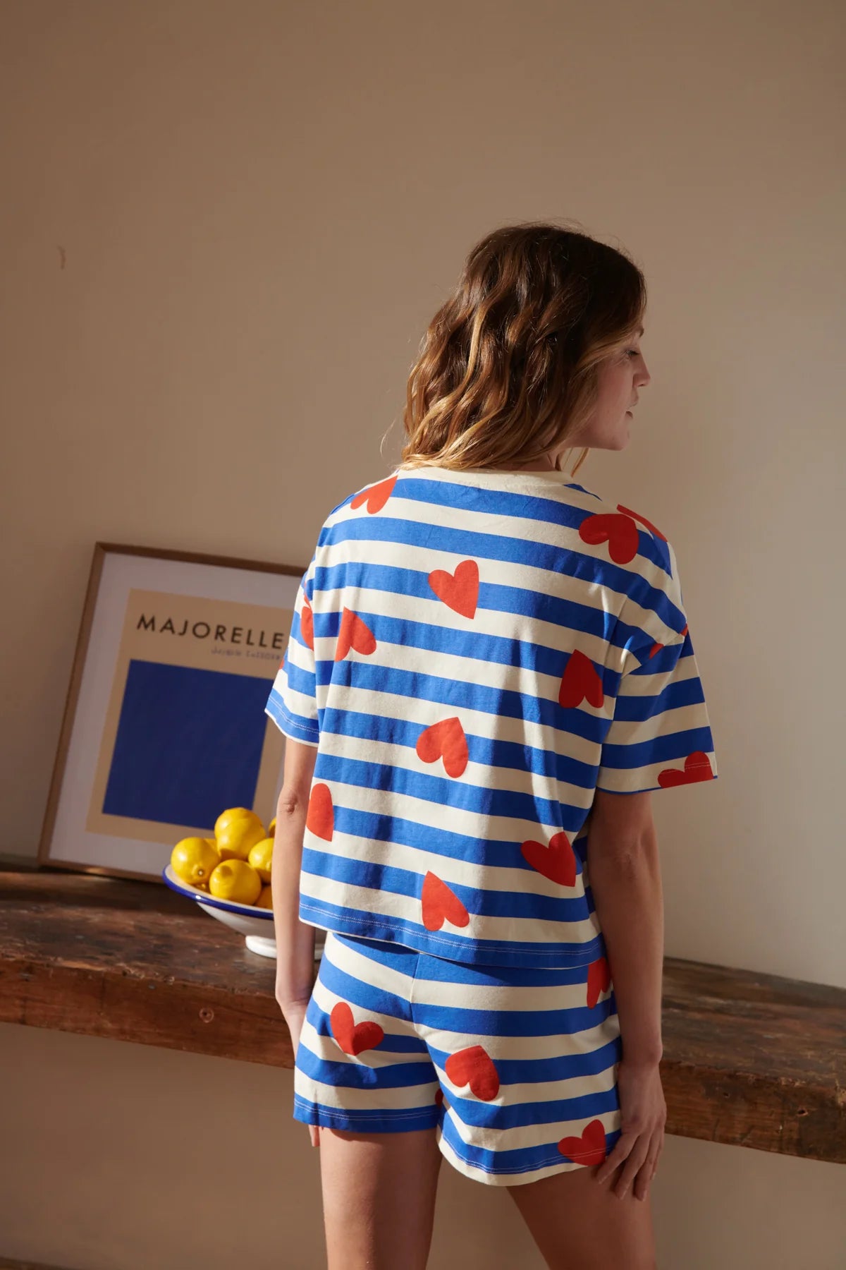 Pyjama coton bio "Marinière Coeurs"