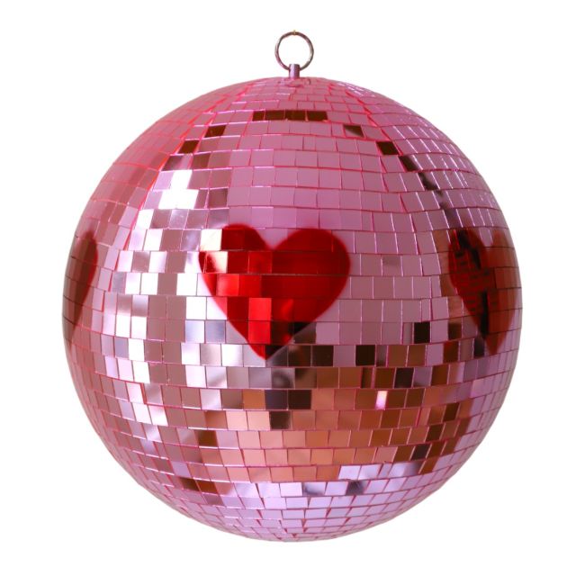 Boule à facettes disco - coeurs rouges
