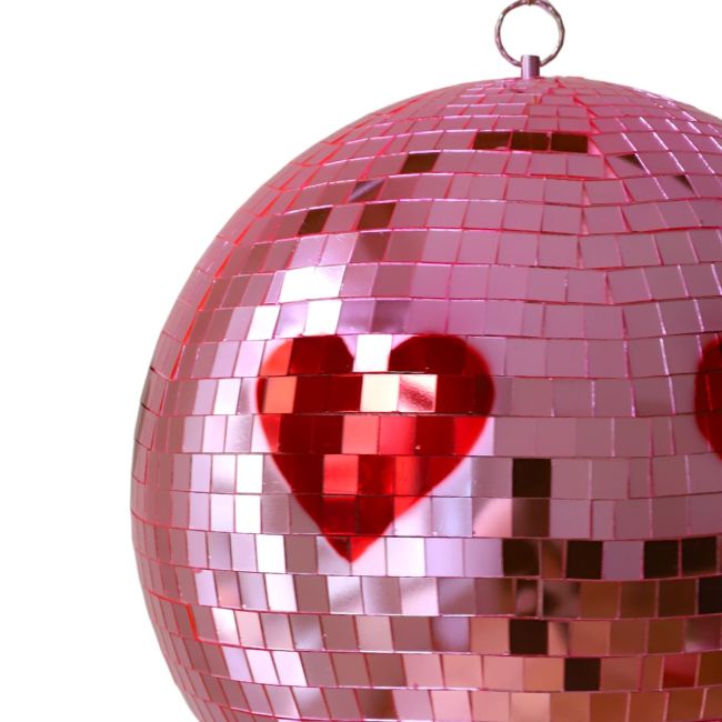 Boule à facettes disco - coeurs rouges