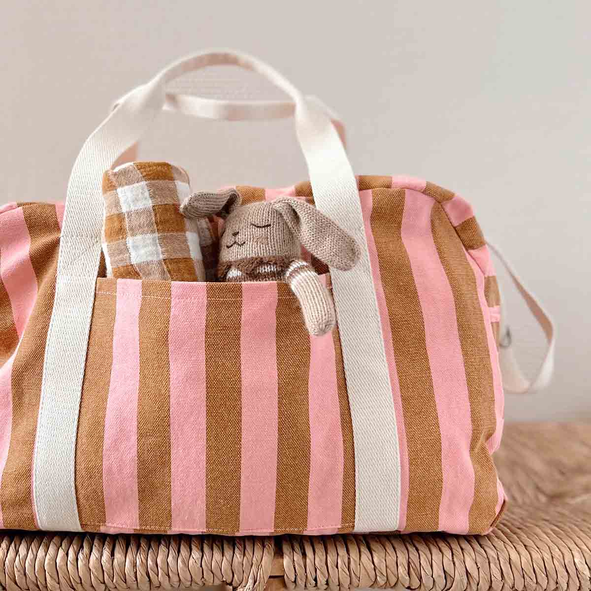 Sac Raphaël - Rayures strawberry / caramel