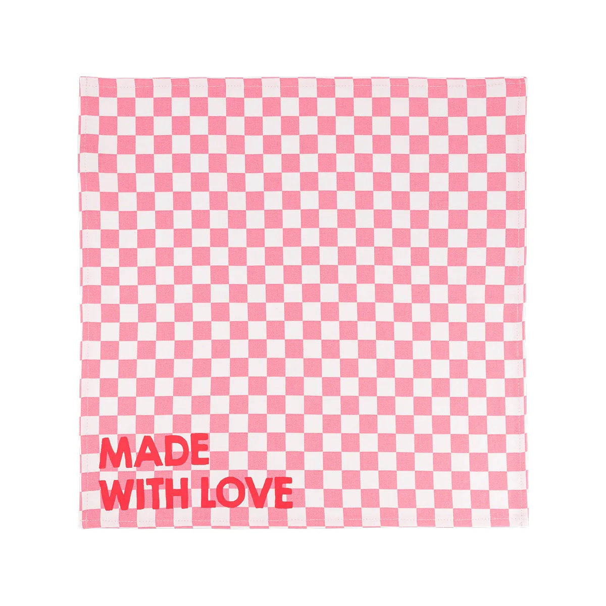 Lot de 2 serviettes - Damier Strawberry - Made with love