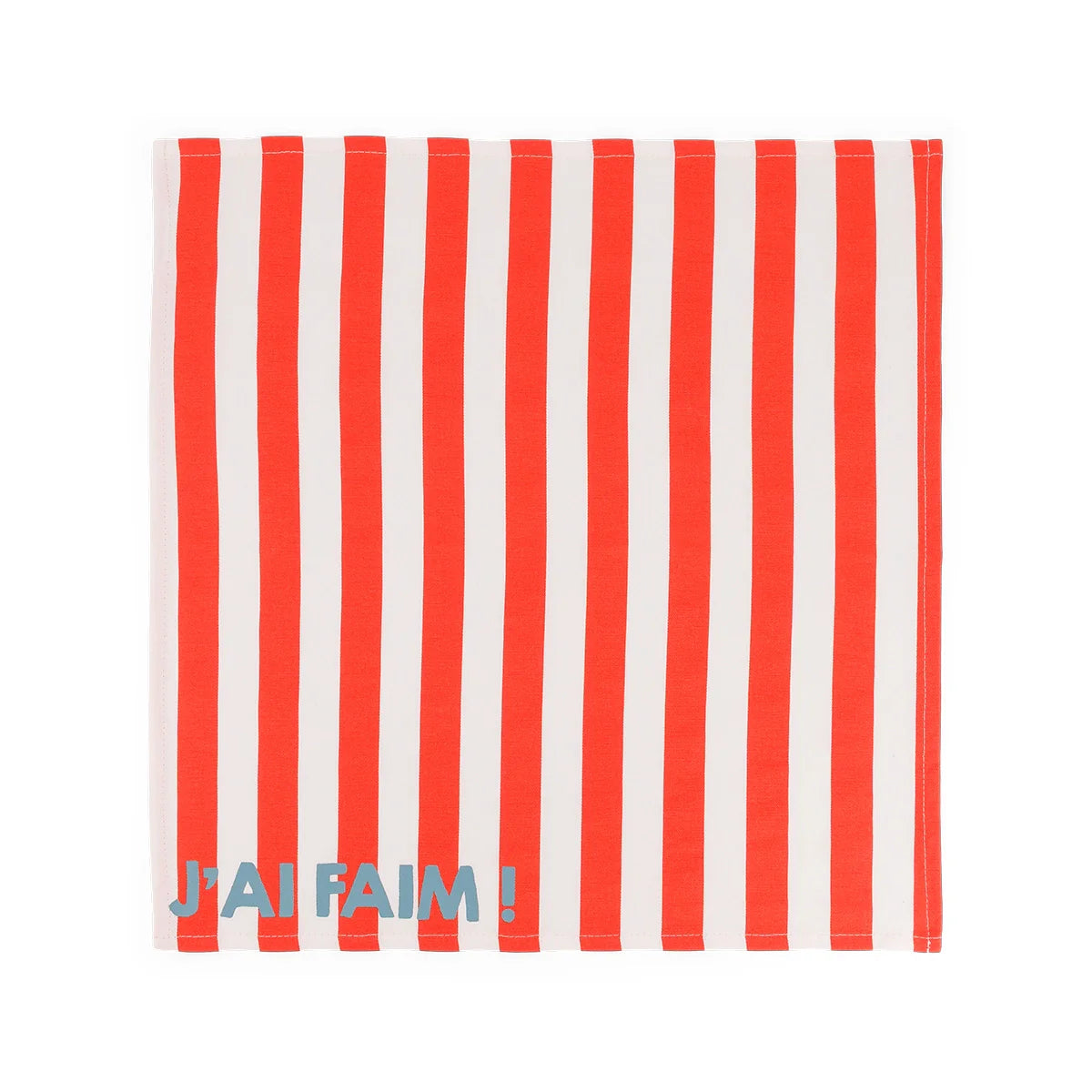 Lot de 2 serviettes - Rayures rouges et blanches - J’ai faim !