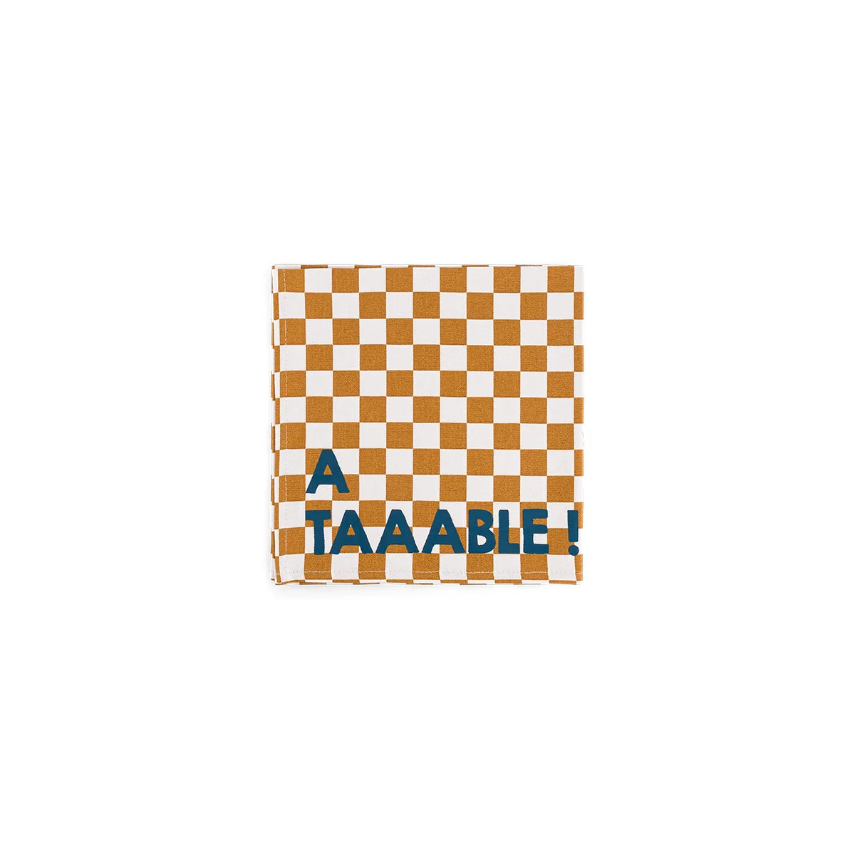 Lot de 2 serviettes - Damier Caramel et Blanc - À taaable !