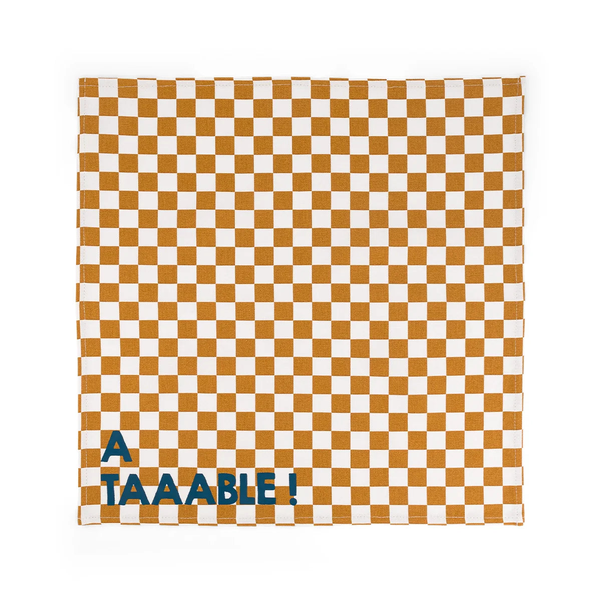 Lot de 2 serviettes - Damier Caramel et Blanc - À taaable !