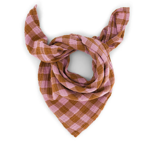 Foulard vichy mauve / caramel