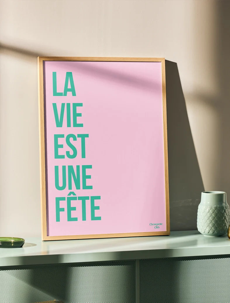 Affiche 29,7 x 42 cm - Fête rose vert
