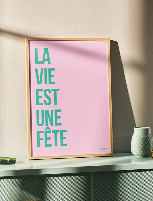 Affiche 29,7 x 42 cm - Fête rose vert