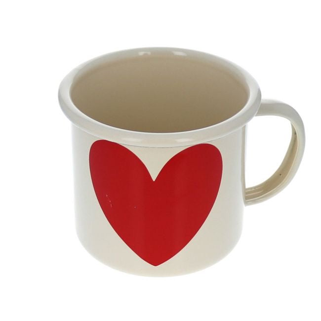 Mug émaillé coeur rouge